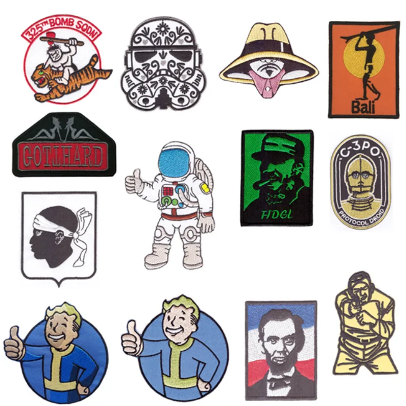 

20pcs/lot Vintage Embroidery Patch Punk Flower Black Samurai Astronaut Boy Hero Backpack Clothing Decoration Diy Iron Applique