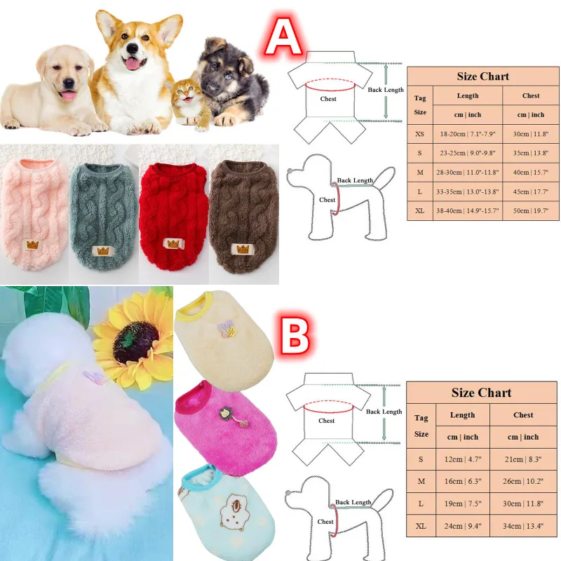 Fleece Pullover Pet Clothes Cute Wavy Double-sided Puppy Kitten Coats Sweater Small Medium Dogs Cats Warm Winter Outfit Costum |