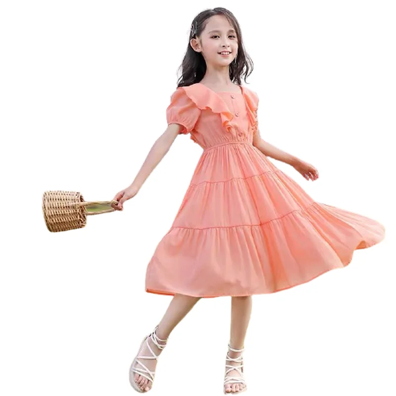 

Детское платье принцессы для девочек, Летнее Детское платье с коротким рукавом, вечерние чное платье для маленьких девочек, пляжные платья ...