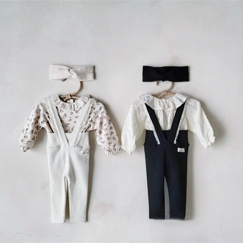 

2022 New Baby Strap Leggings Soft Cotton Boys Girls Leggings Overalls Infant Lace Strap Pants Kids Pp Pants Children Trousers