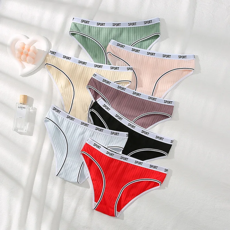 3Pcs/Set Sexy Women'S Cotton Panties High-Waisted Solid Soft Breathable Seamless Sports Underwear Female Antibacterial Lingerie