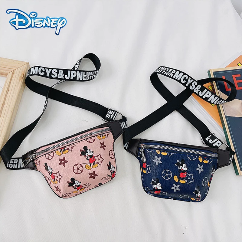 

Disney Mickey Mouse PU Leather Shoulder Bags Cartoon Boy Girl Mini Waist Bag Crossbody Bag Coin Purse Fashion Small Purse Gifts