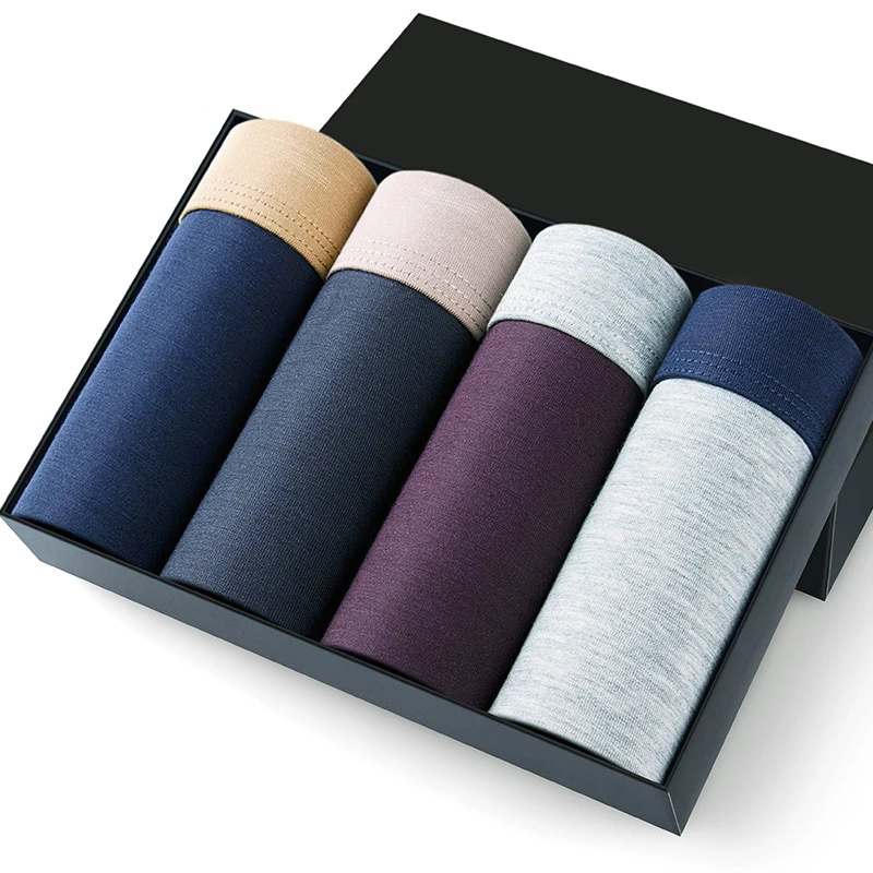 4Pcs/Lot Modal Men's Underwear Plus Size Boxer Loose Fat Guy Mid Waist Plus Size Boxer 9XL 8XL 7XL 6XL 5XL 4XL 3XL 2XL XL