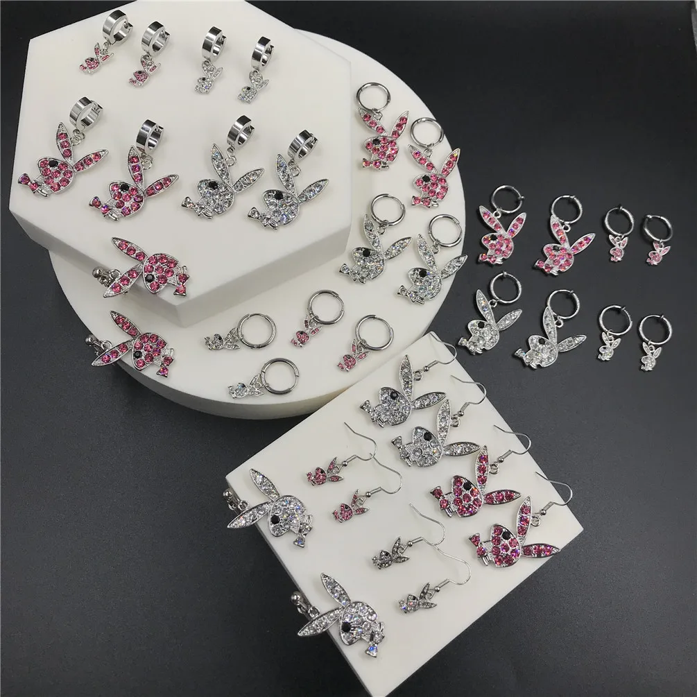 Серьги женские сережки-клипсы для ушей, в стиле панк, из нержавеющей стали, с пряжки для ушей кролика