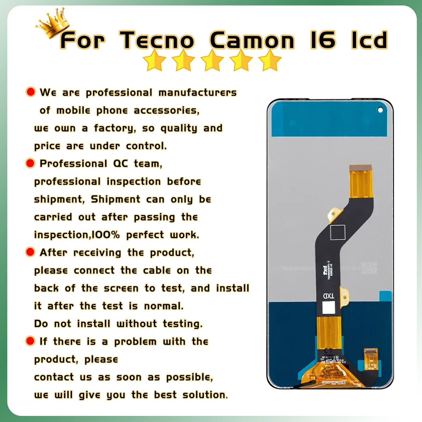Протестированный для Tecno Camon 16 Дисплей сенсорный экран дигитайзер панель ЖК-экран