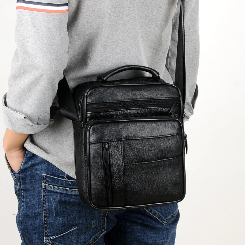 New Casual Men's Business Genuine Leather Mini Crossbody Bag Cow Skin Small Men Single Shoulder Messenger Bags High Quality Bag