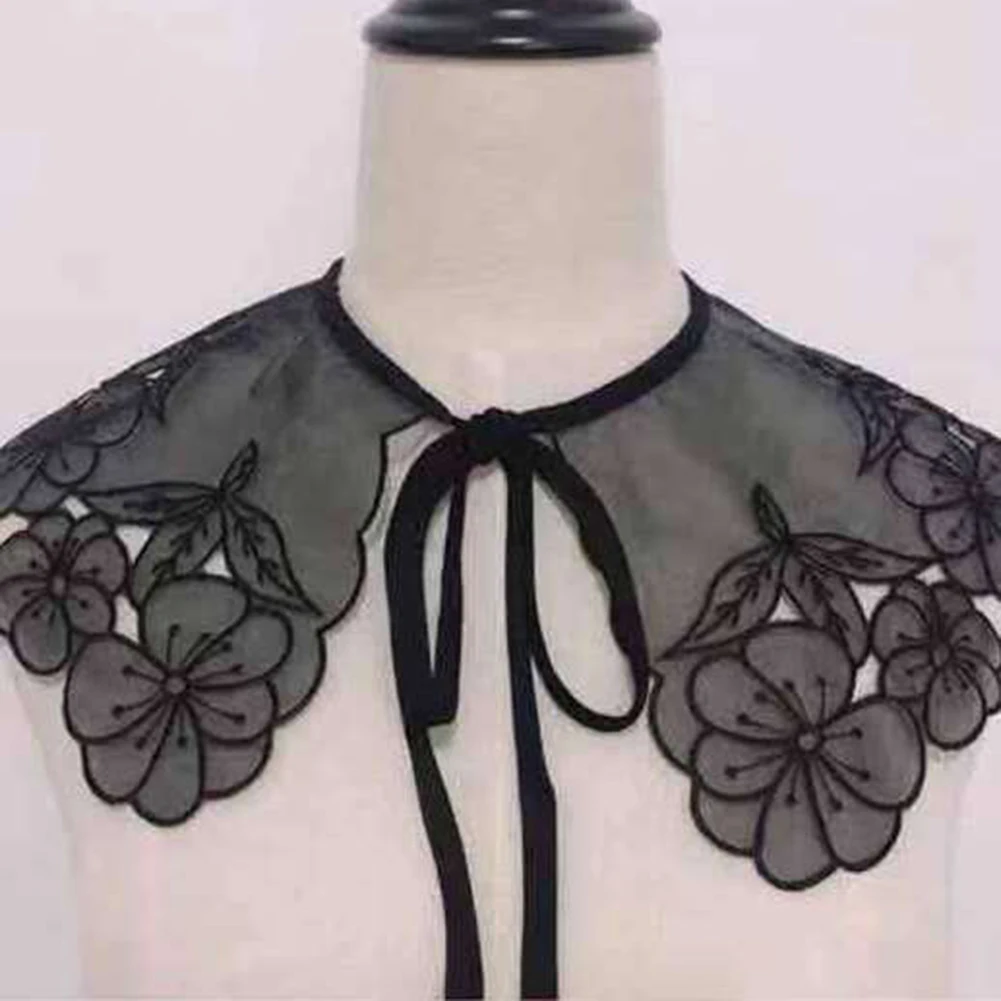 

Shirt Fake Collars White Black Neckwear Adjustable Organza Decorative Collar