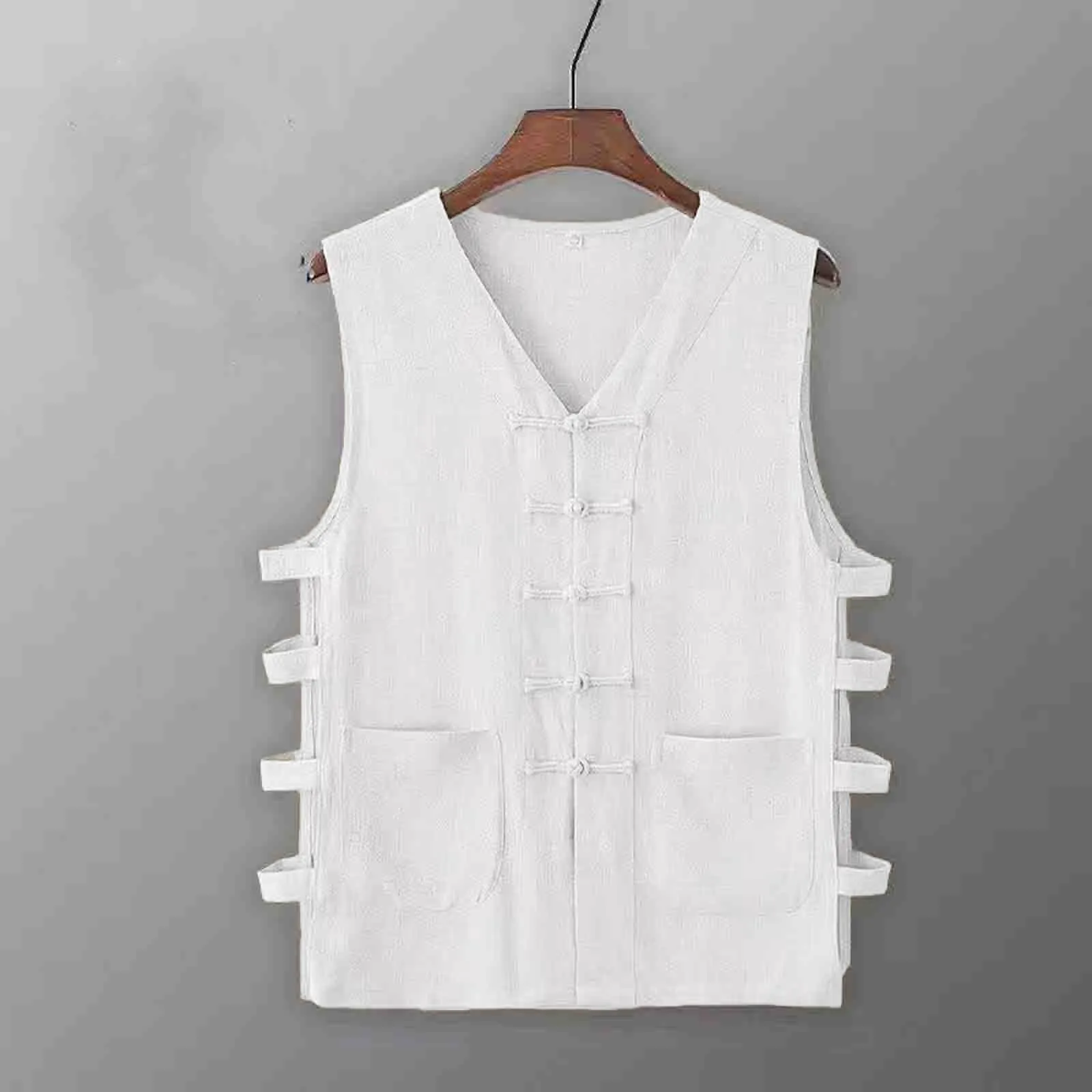 Vintage Vest Men Cotton Linen Shirt Kung Fu Vest Summer Tank Top Tang Suit Traditional Chinese Clothing Sleeveless Open Cardigan