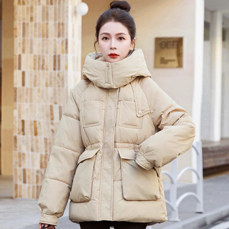 

Зимнее женское холодное пальто с капюшоном, новинка 2023, модная Толстая теплая парка оверсайз, женские зимние куртки с подкладкой в Корейском стиле, высокое качество