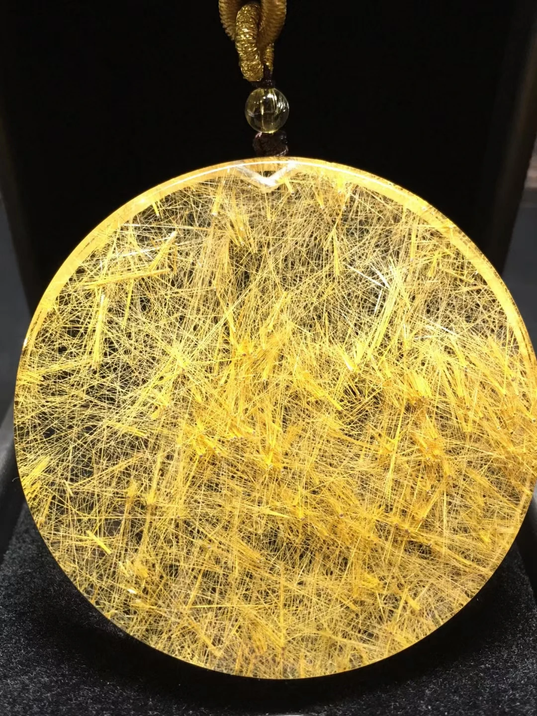 

Ожерелье с круглым кулоном из натурального золота с рутилированным кварцем, бусины 55*6 мм, рутилированное золото для женщин и мужчин, ювелирные изделия AAAAAAA