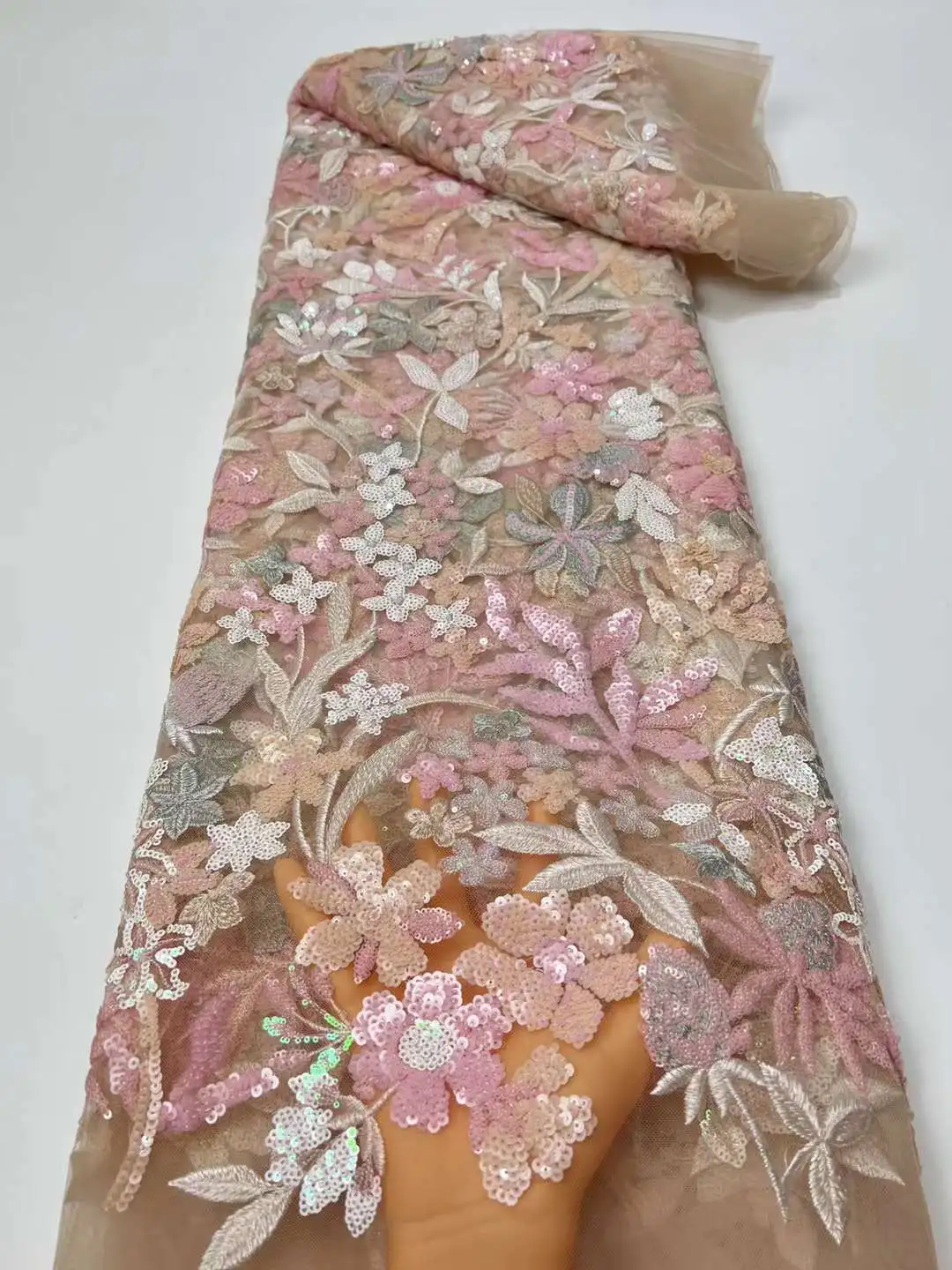 

19SU New embroidery products, sequin clothing fabric, stock, embroidered fabric