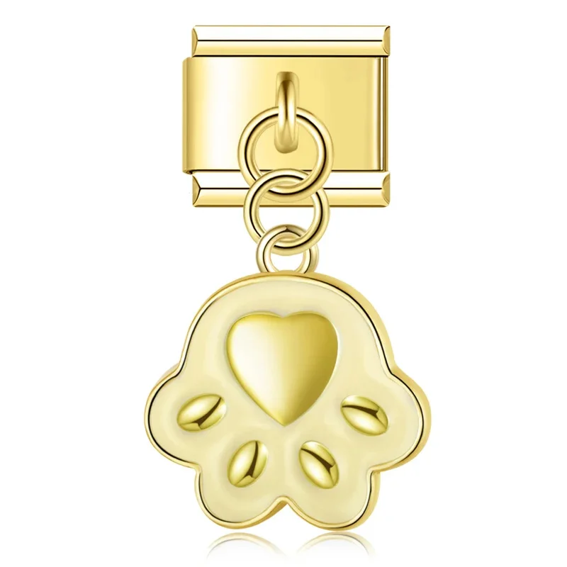 Hapiship модные женские итальянские шармы с принтом кошачьей лапы звенья подходит