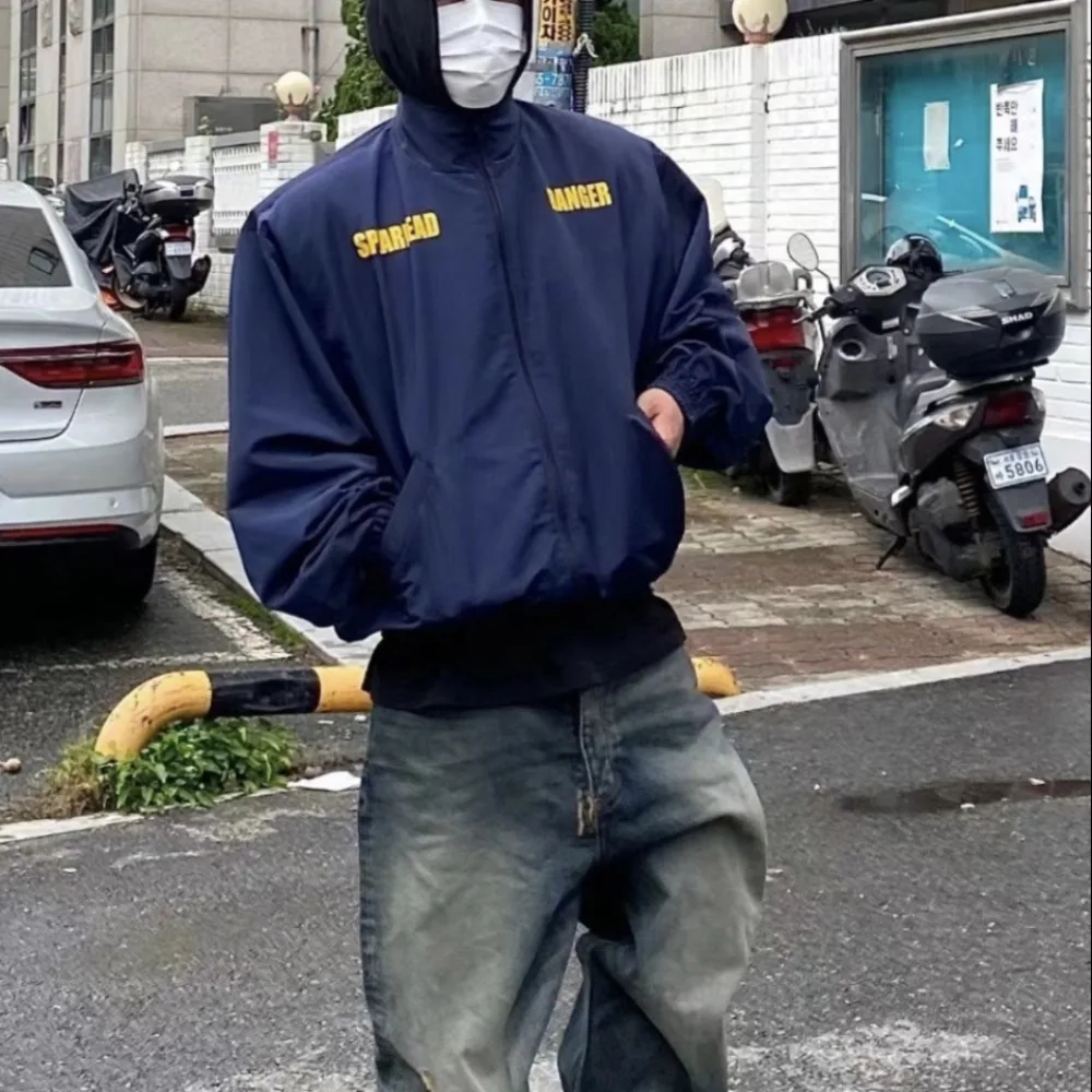 NIGO Мужская осенне-зимняя синяя куртка с подплечниками и силуэтом американских