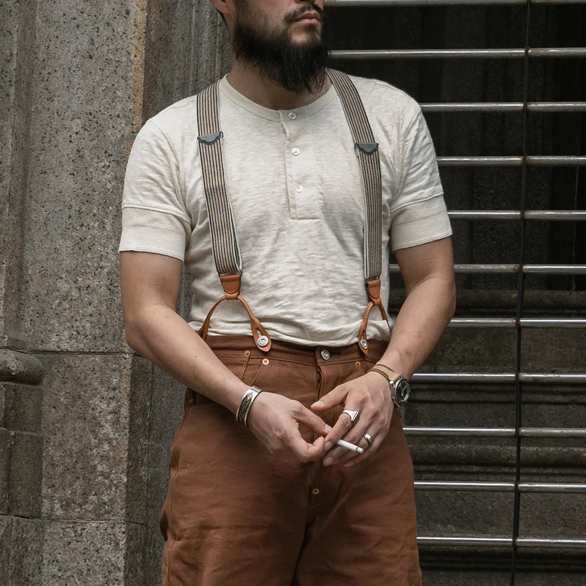 Рубашка Bronson 1900's Henley 200 г хлопковая футболка с кольцом бежевая винтажная
