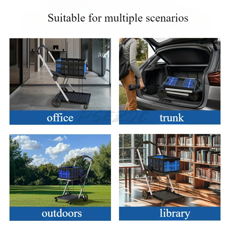 Многофункциональная Складная двухслойная тележка пластиковая корзина прямая