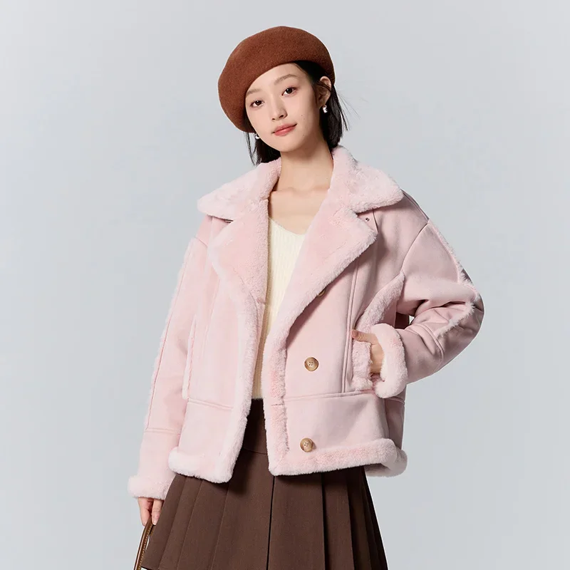 Куртка Semir женская из искусственной замши искусственного кроличьего меха теплая