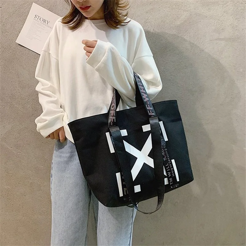 

2022 New Women Canvas Tote Shopping Bag Lady Shoulder Bag Big Capacity Pockets Girl Messenger Bag School Books Travel Beach Bags