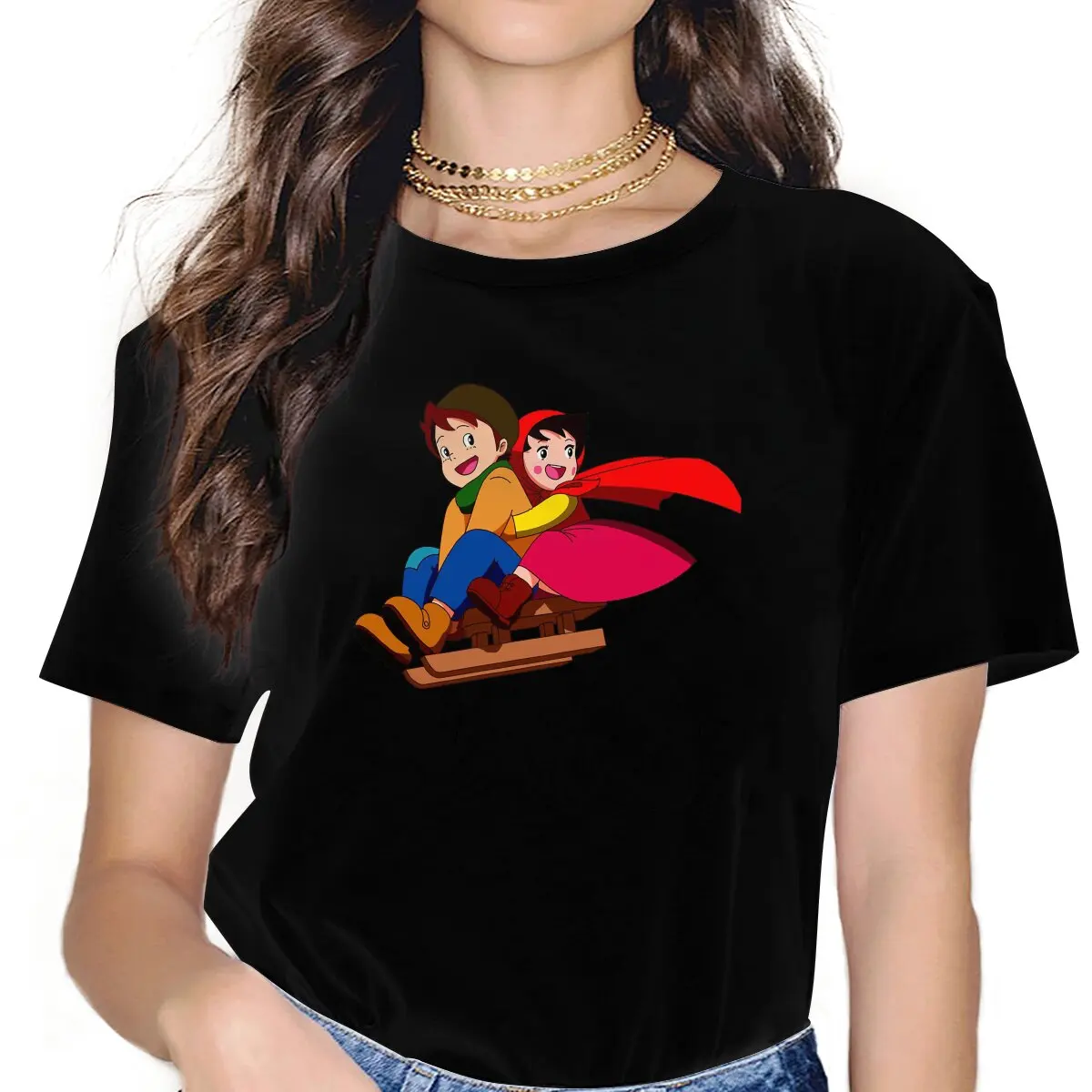 

Fly Female Shirts Heidi Large Vintage Women Tshirts Harajuku Casual Feminine Blusas