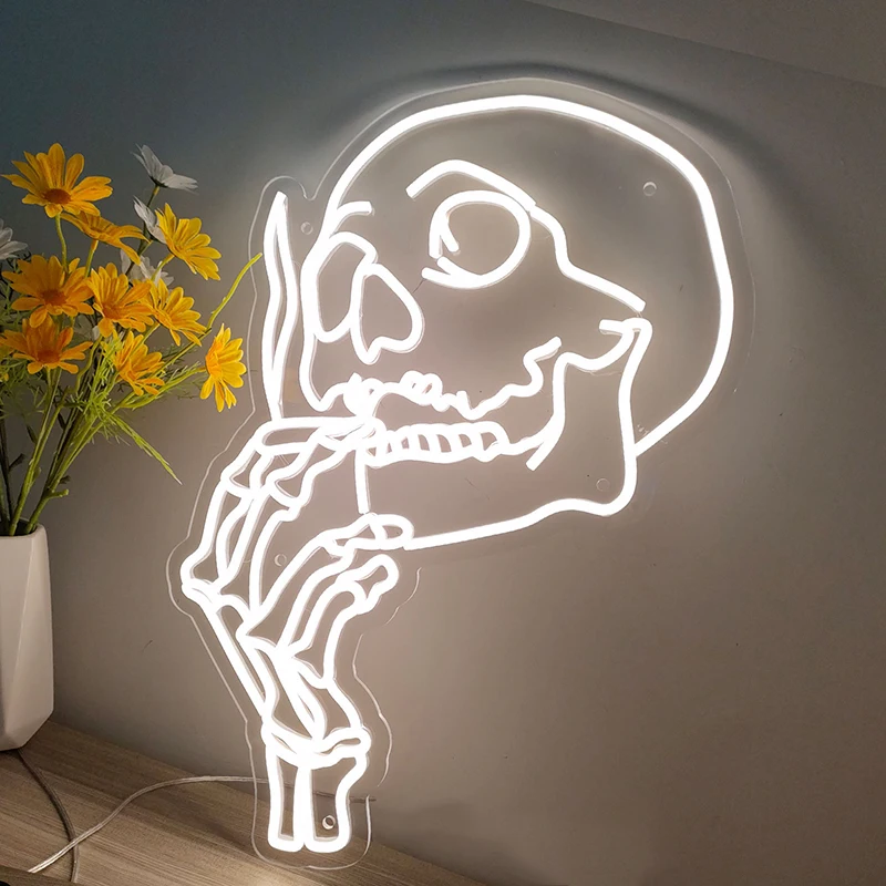

Неоновые вывески в стиле аниме, неоновые вывески с головой курительного черепа, искусство, неоновые вывески для настенного декора, персонализированные эстетические украшения на хэллоуин, подарки