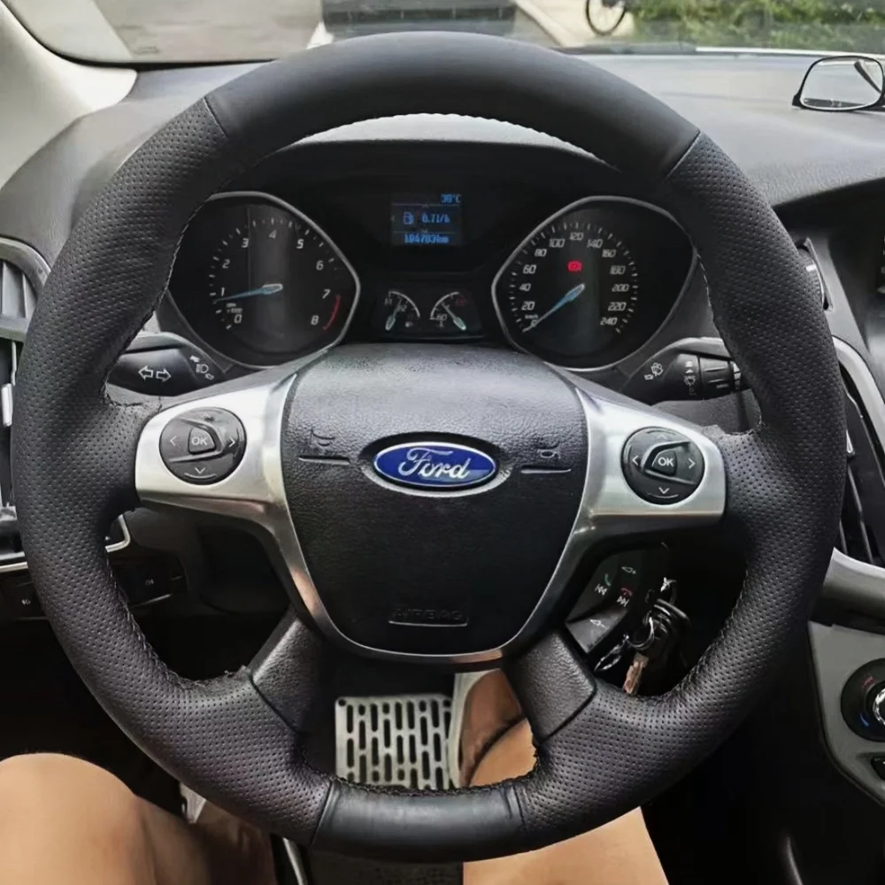 

Изготовленный на заказ чехол на руль автомобиля из микрофибры для Ford Focus 3 2012 C-MAX 2011 KUGA Escape 2013-2016 Avant, накидка на руль