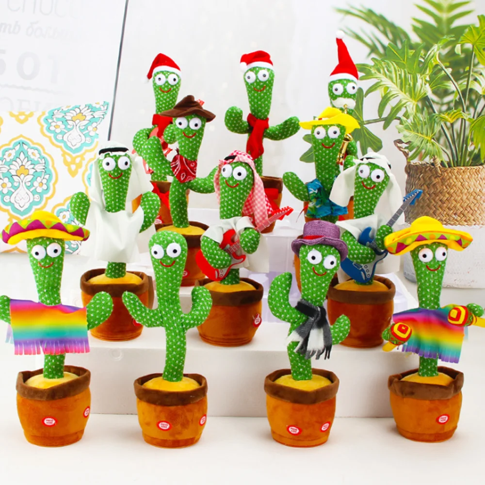 

Bluetooth Dancing Cactus Singing Talking Sound Record Repeat Doll Gift for Kids Funny Early Education Knitted Fabric Plush Toys