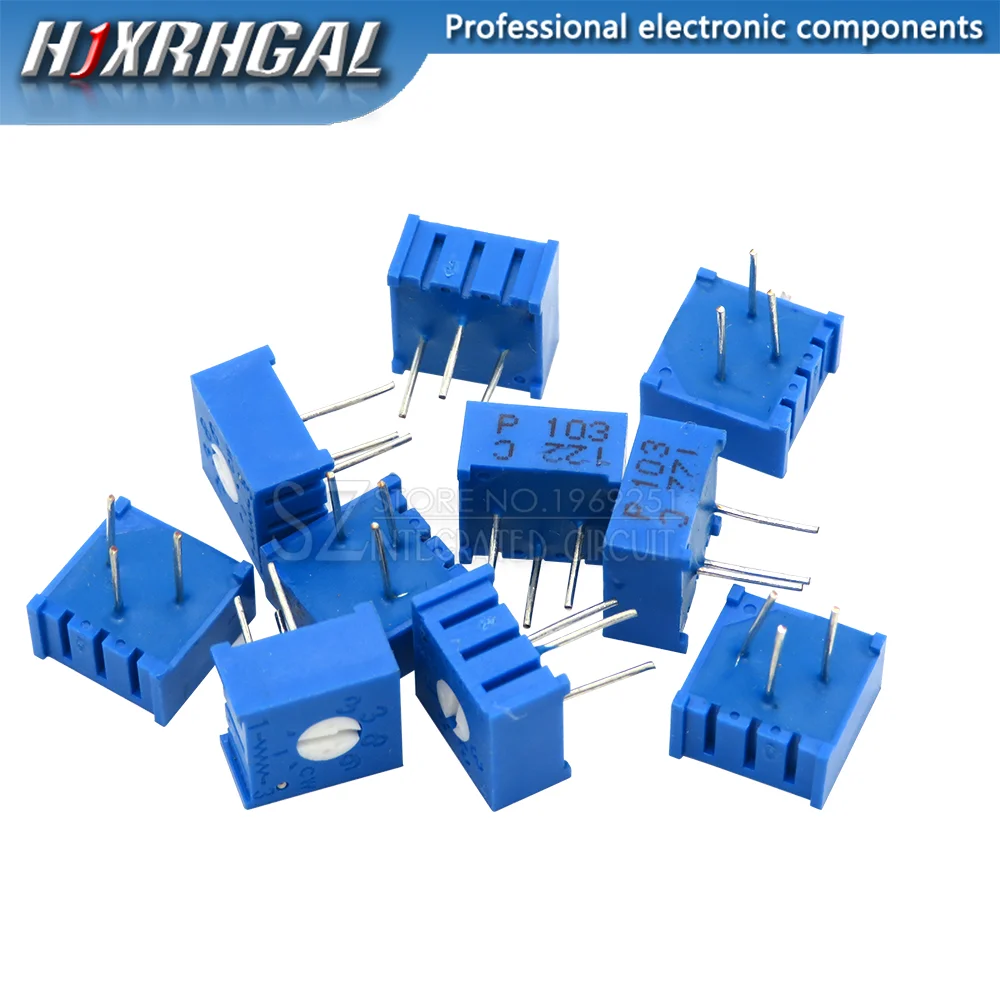 

10PCS 3386P potentiometer precision adjustable resistance 100 200 500 ohm 1K 2K 5K 10K 20K 50K 100K 200K 500K 1M ohm 103