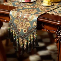 high end luxury table runner table coth high quality european jacquard bed flag tassel table flag for wedding hotel dinner party