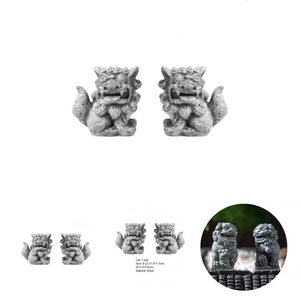 

2Pcs Lions Statue Decorative Durable Anti-rust Chinese Style Animal Sculptures Lion Ornament Home Decor