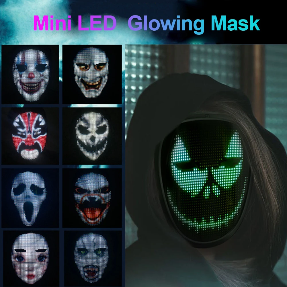 

Светодиодная маска RGB светильник кой, подарок на Хэллоуин, Рождество, карнавал, вечеринку