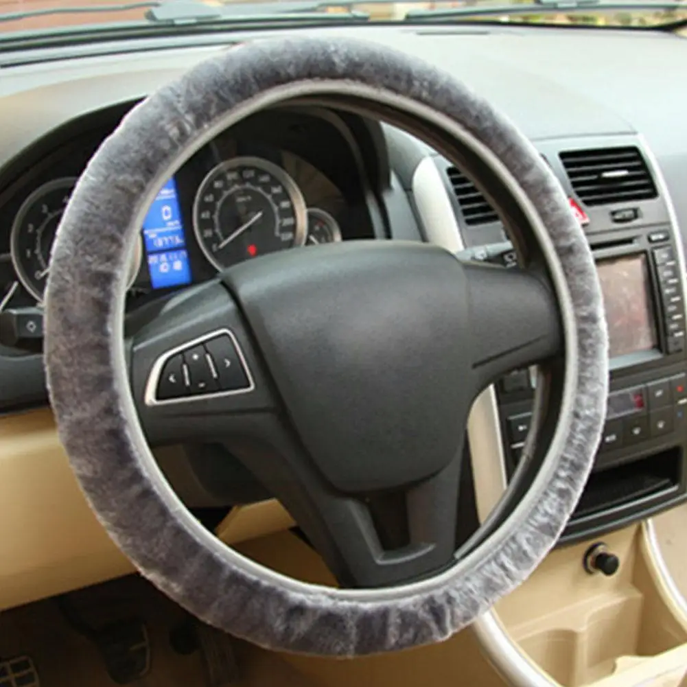 

Soft Short Fur Car Steering Wheel Cover High-density Wheel Winter Accessories Plush Protector Cover Steering Warm H5C5