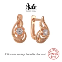 aide geometric design champagne gold stud earrings 925 sterling silver stud earrings jewelry drop earrings ladies luxury jewelry