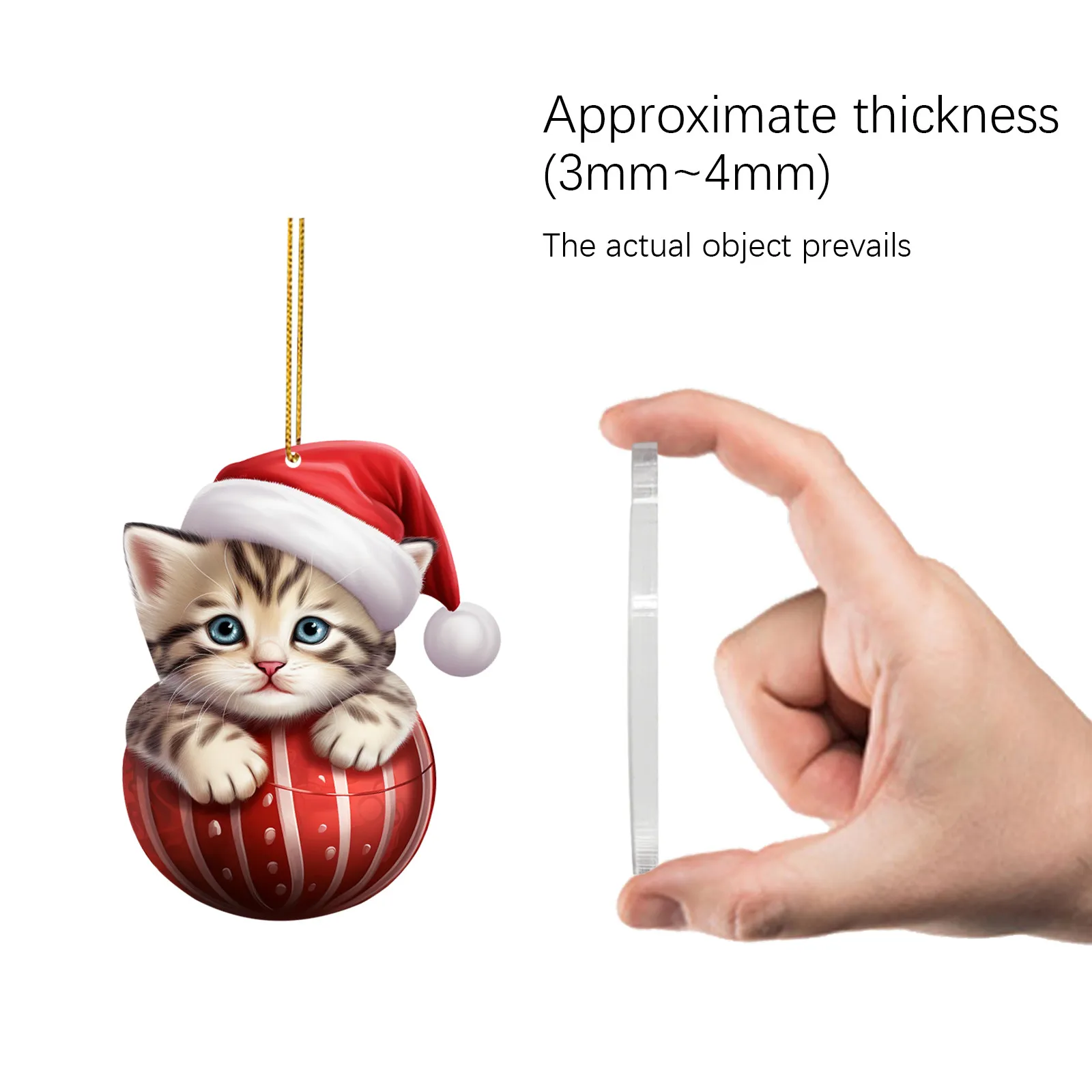 4 шт. 2d Акриловые забавные украшения для ёлки в виде кота