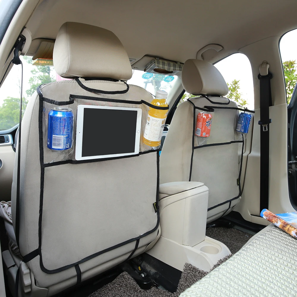 Environmental Thicken PVC Car Back Seat Protector Kick Mat With Organizer For iPAD 2/3/4/Air/Mini Drink Holder Kicking Mats