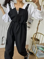 woherb korean jumpsuit for women 2022 new bottoms drawstring chic wide lag pants bodysuit rompers streetwear casual jump suit