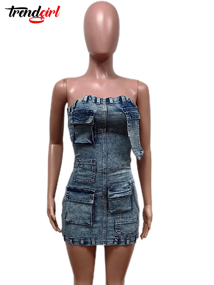 Mlaiscsr сексуальное джинсовое эластичное мини-платье женская уличная одежда без