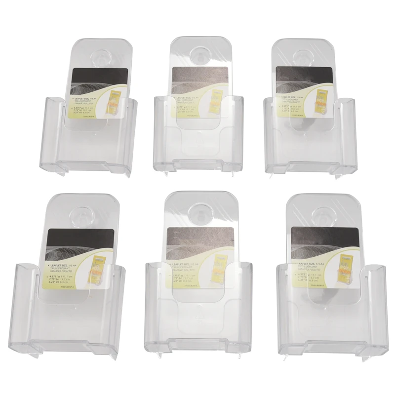 

6 Pack Premium Trifold 4 Inches Wide Brochure Holder, Plastic Brochure Holder Wall Mount Clear Countertop Organizer Literature H