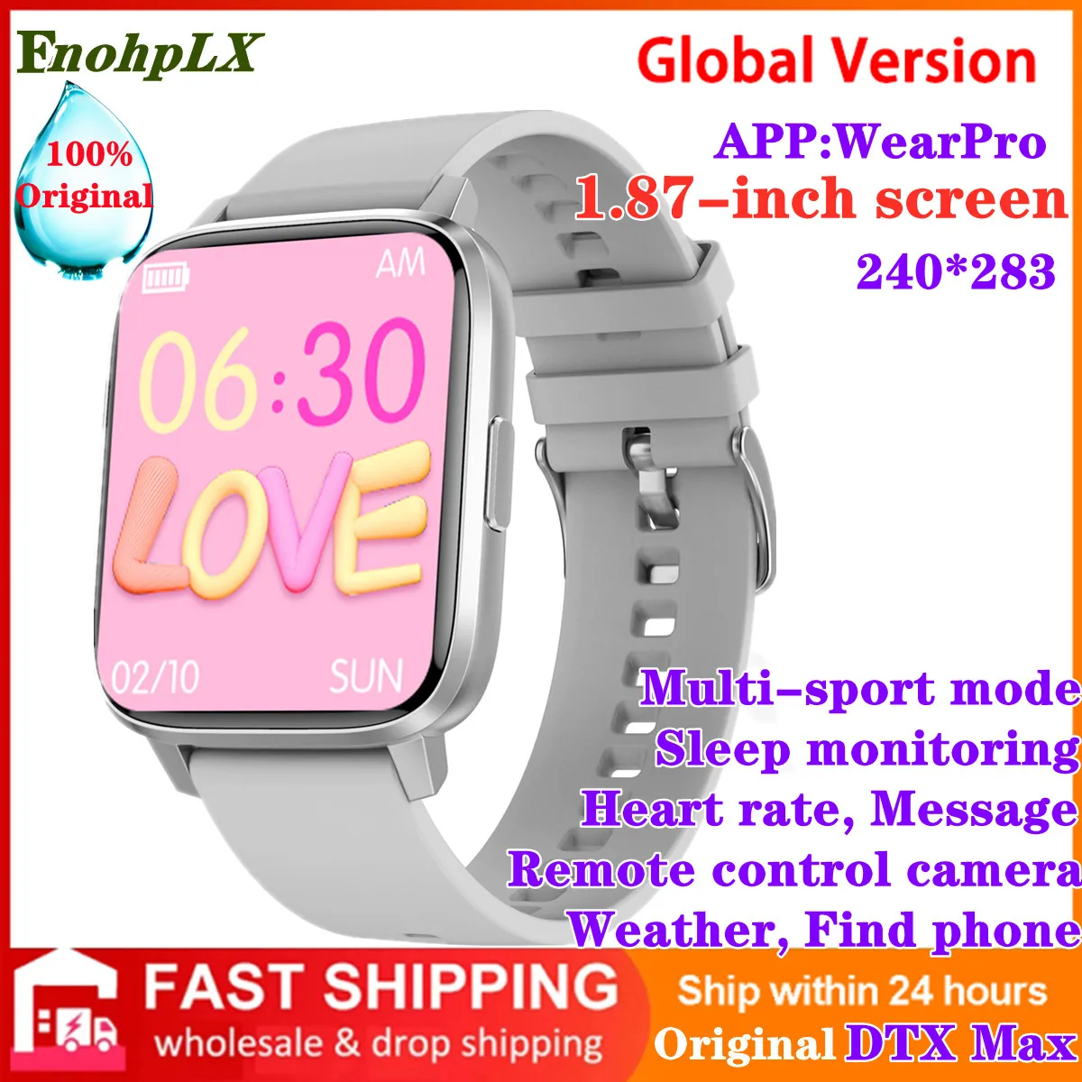 

Original DTX Max Smart Watch Men NFC Custom Dail Heart Rate Monitor 1.9 inch Screen waterproof Blood Pressure Women SmartWatch