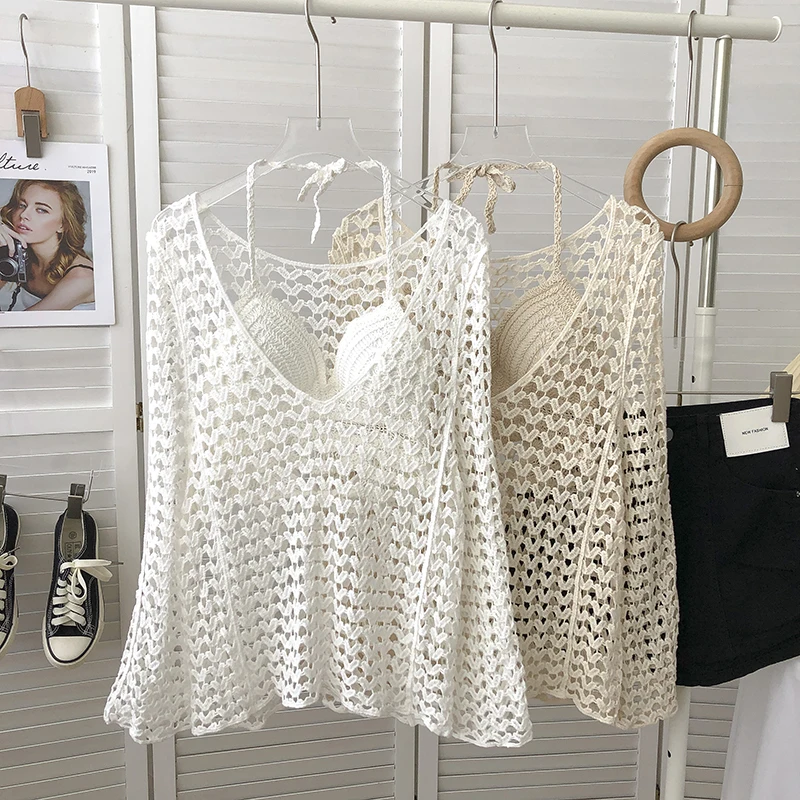 

Boring Honey V-Neck Hollow Out Women's T-Shirt Solid Color Lace-Up Bar Long Sleeves Fashion Women Blouses Chic Knitted Set Tops