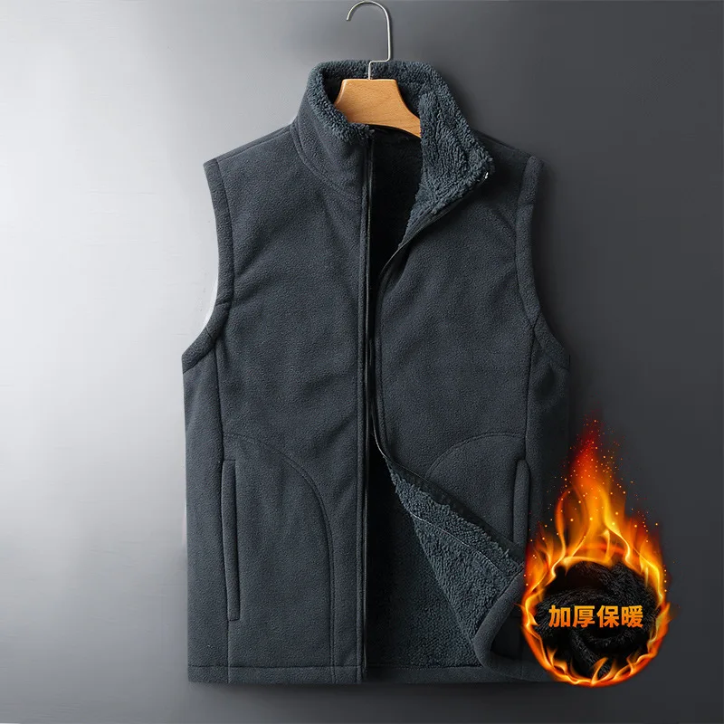 

Lamb down Vest Cotton Sports Fleece Vest Oversized Waistcoat Middle-Aged and Elderly Dad Casual Waistcoat Father Fashion