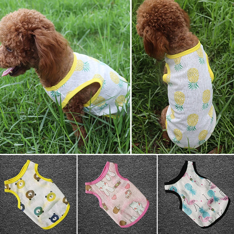 

Ultra Thin Summer Dog Vest Cute Print Breathable Dog Clothes for Small Dogs Chihuahua Clothing Yorkies Costumes Pet Cat T Shirts