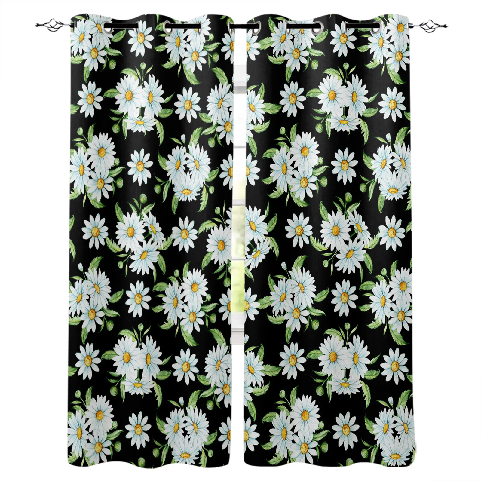 

Весенняя занавеска на окна с маргаритками и цветами, Короткие Занавески для гостиной, декоративные Детские кухонные шторы