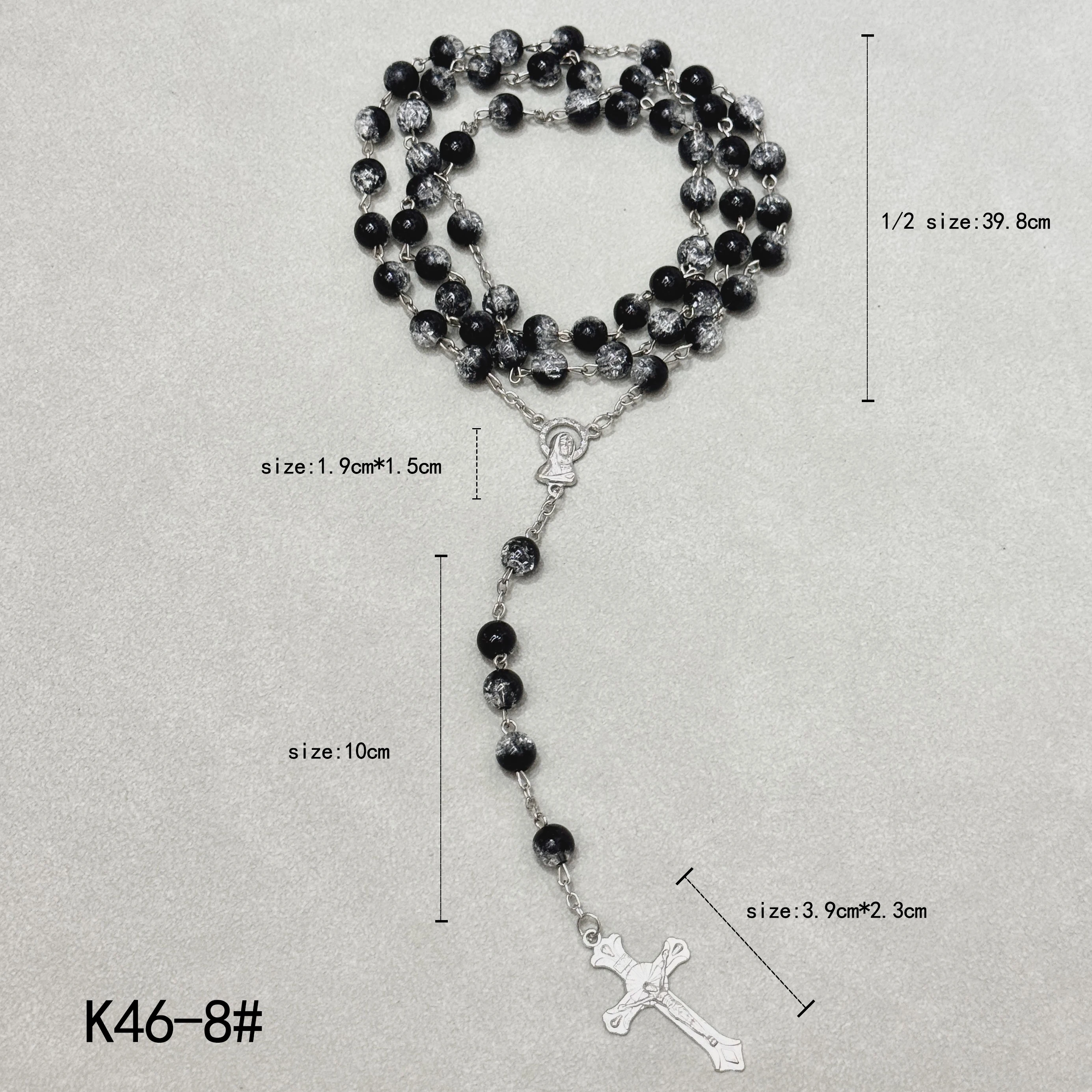 

Ожерелье-четки из бисера, 1 шт., 39,8 см - католические четки с серебряной подвеской с распятием, религиозные христианские украшения