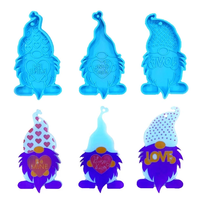 

N58F 1/6 шт. силиконовая форма в виде гнома, стандартная форма с отверстием для рукоделия, брелок, бирка для багажа, подвесная форма, украшение д...