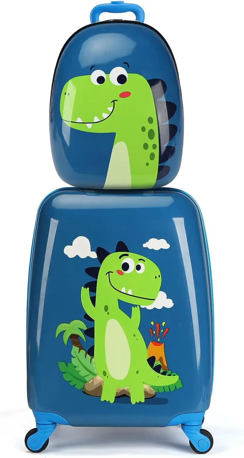 

Детский чемодан с колесиками для мальчиков-18 дюймов Детский чемодан с динозавром с 14 рюкзаками u201D-Детский чемодан для ручной клади с колесиками-