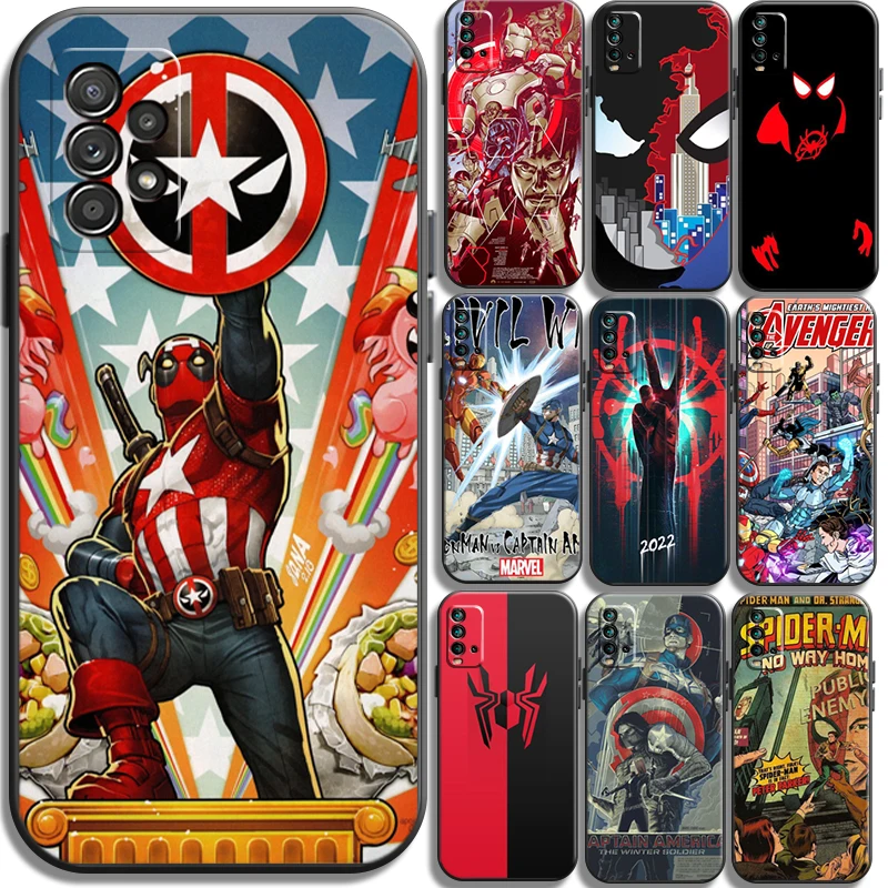 

Marvel Spiderman Phone Cases For Xiaomi Redmi Note 10 10S 10 Pro POCO F3 GT X3 GT M3 Pro X3 NFC Back Cover Carcasa Coque