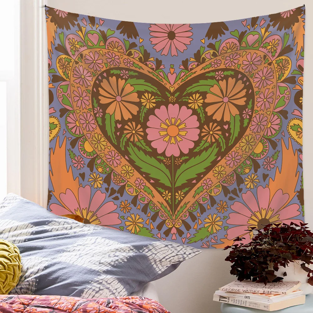 

Гобелен с мандалой, художественное украшение для дома, цветок, настенный подвесной ковер для комнаты, спальни, эстетические гобелены