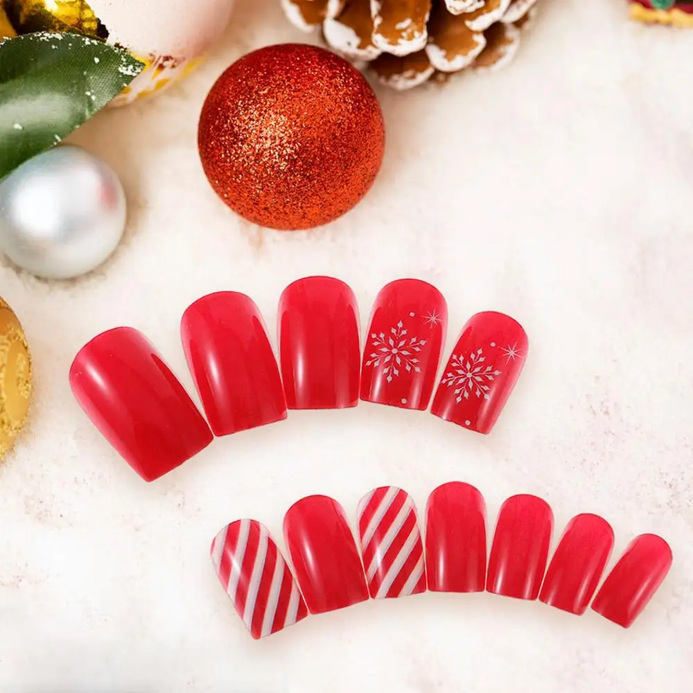 Съемные носимые маникюрные снежинки накладные ногти в полоску снежный декор для