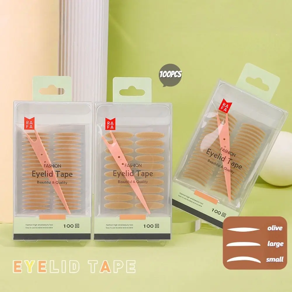 

100Pcs Olive Double Eyelid Tape S/L Invisible Eye Stickers Breathable Eyelid Lace Paste for Makeup Tools Women