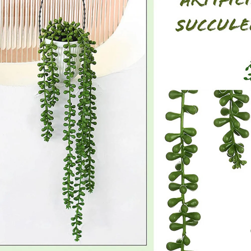 

Artificial Plant Vine Wall Hanging Fake Plant Hanging Artificial Succulent 5 Forks Simulation Green Plant Home Garden Decoration