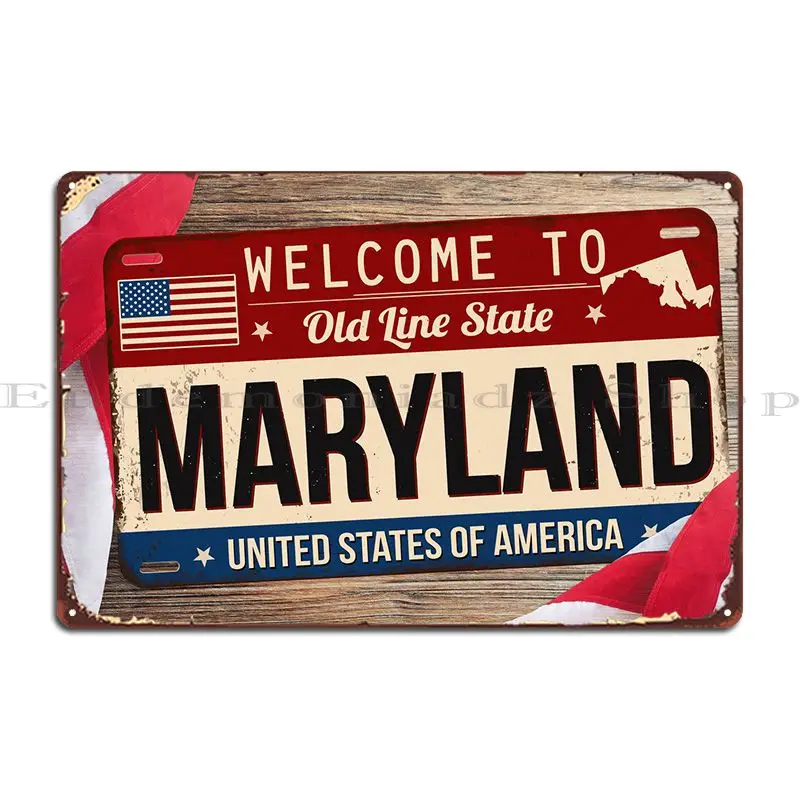 

Таблички Мэриленд, металлические знаки, дизайнерский Настенный декор для паба, индивидуальный вечерние Club Ретро жестяной знак постер